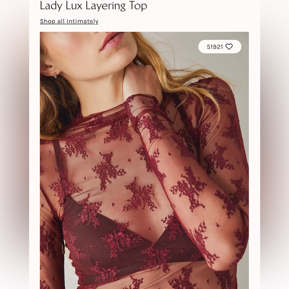 Free People Red Lace Layering Top